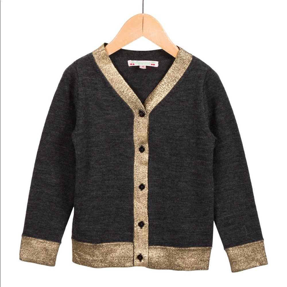 Authentic BONPOINT Girls Grey Cardigan Sweater 4